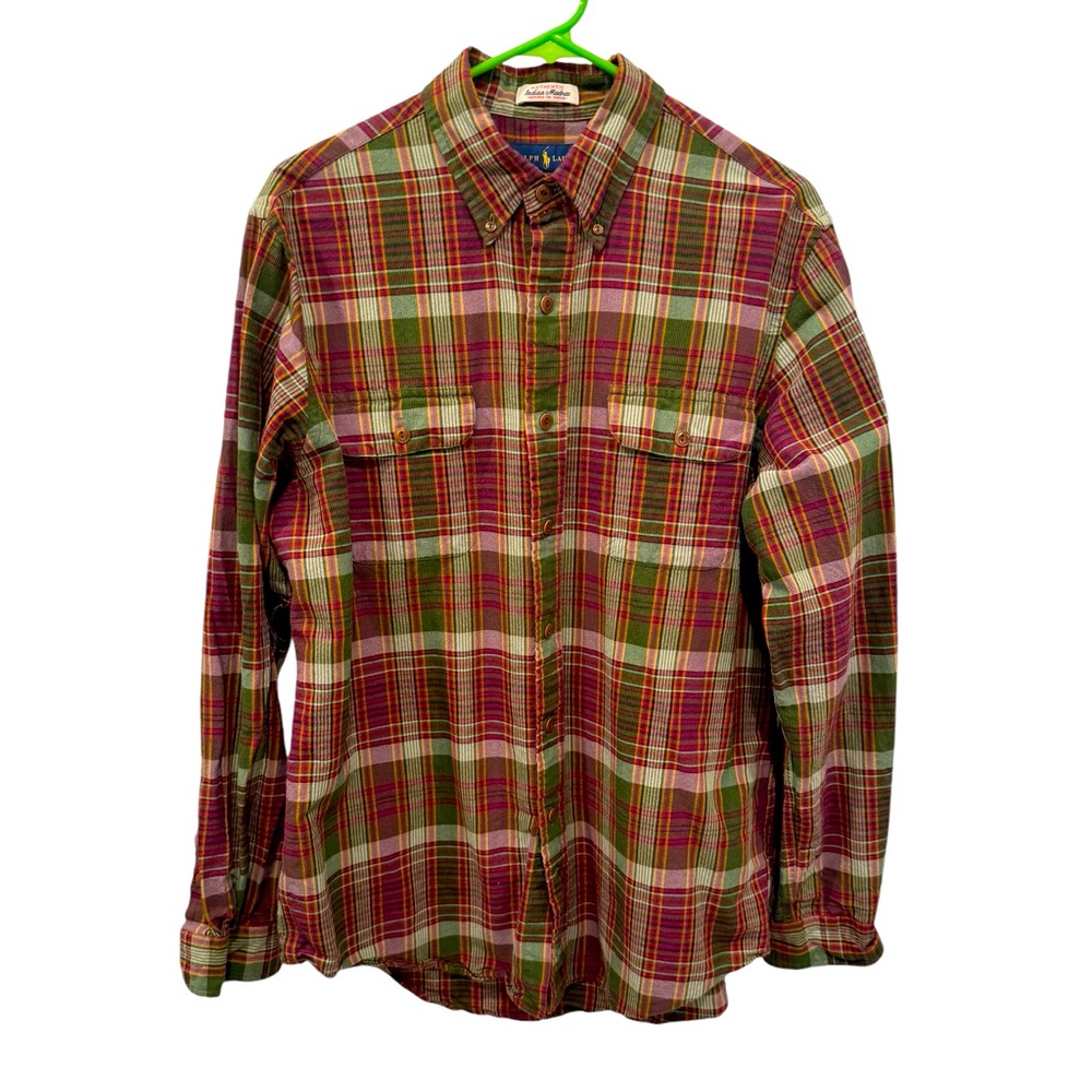 Men’s Ralph Lauren Multicolored Plaid Long Sleeve Button Down. Shirt. Size Large